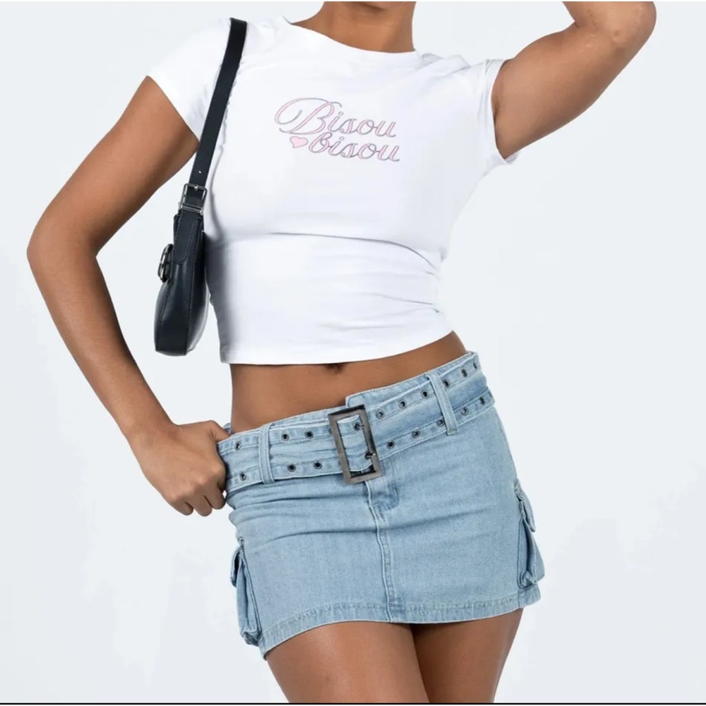 Princess Polly Iconic‎ Cargo with Belt Mini Skirt Denim